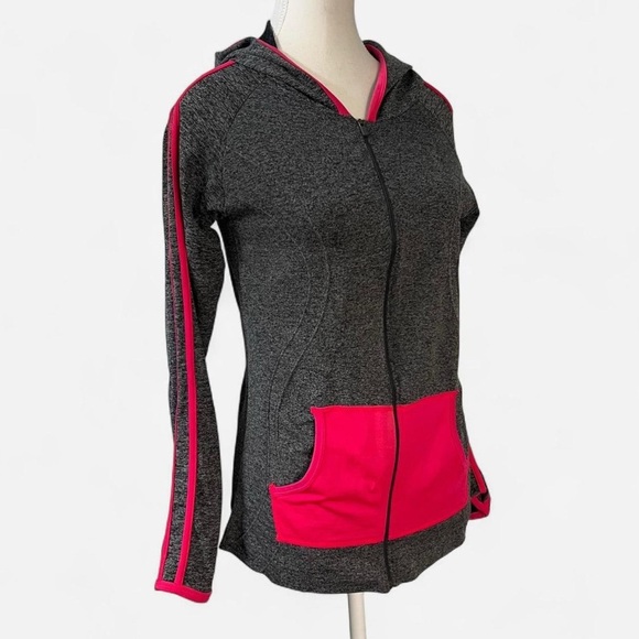 Gray and Pink Women's Zip-Up Hoodie One Size - Picture 3 of 4